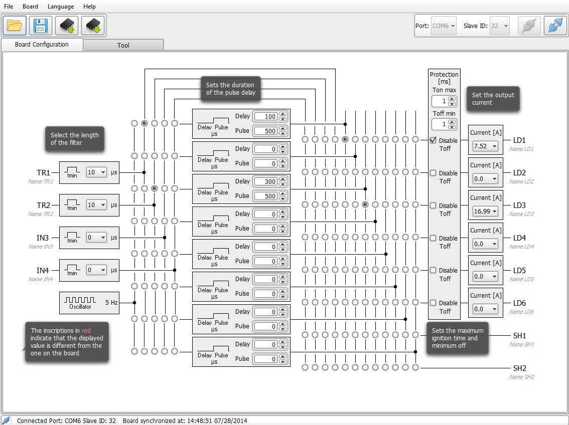 Main page of LTSW configuration software