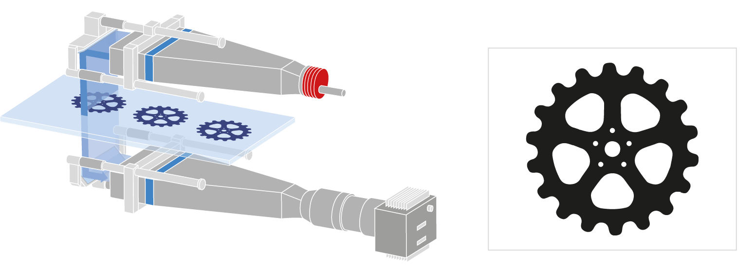 A LTCL4 K illuminator coupled with a TC4 K lens using a CMMR4 K deflecting mirrors to scan samples on a glass surface