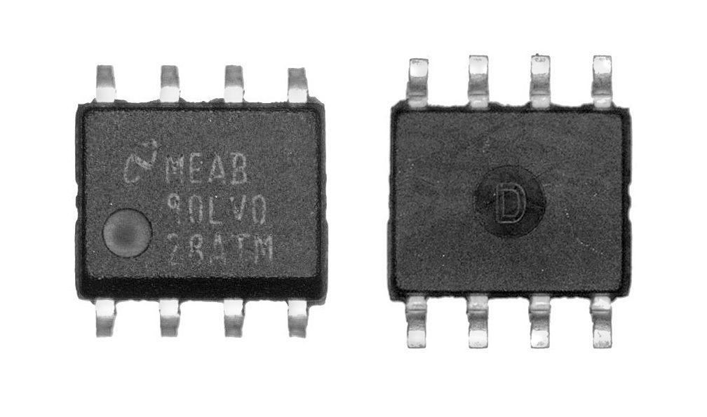 Two sides of a chip package inspected by View-through bench