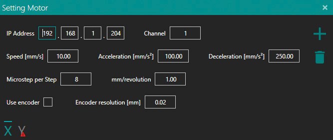 Motorized axis and light control integration