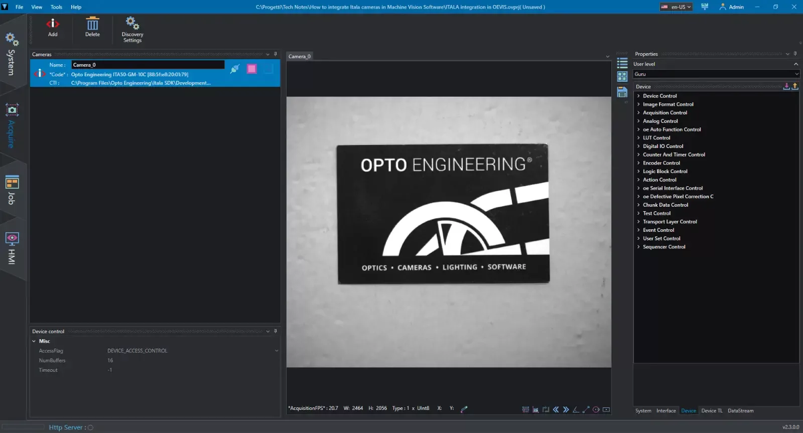 OEVIS with camera acquiring