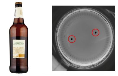 使用 HCBI 镜头对啤酒瓶底部进行异物检测