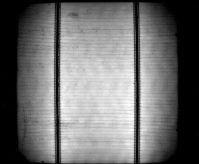 Solar cell inspection. SWIR image taken with Opto E SW05020 lens and ABS GmbH SWIR camera IK1523. Image courtesy of ABS GmbH