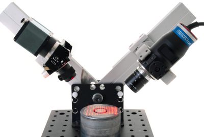 MCSM1-0.1x combined with a Scheimpflug projector at 90°